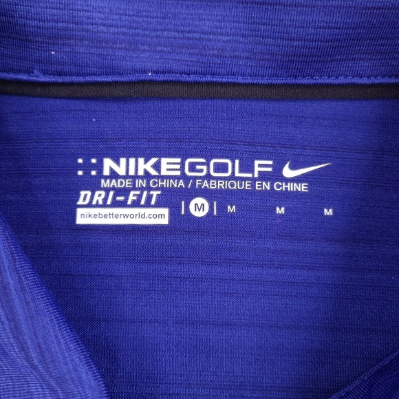 Nike Golf Polo Shirt Mens Medium Blue Striped Dri-Fit Short Sleeve Casual - Picture 4 of 12